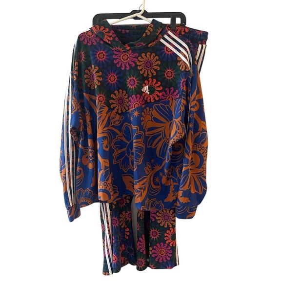 Farm Rio Adidas Womens Large Tracksuit Large Vibrant Floral Hoodie Pants Set 4XL - Picture 1 of 9